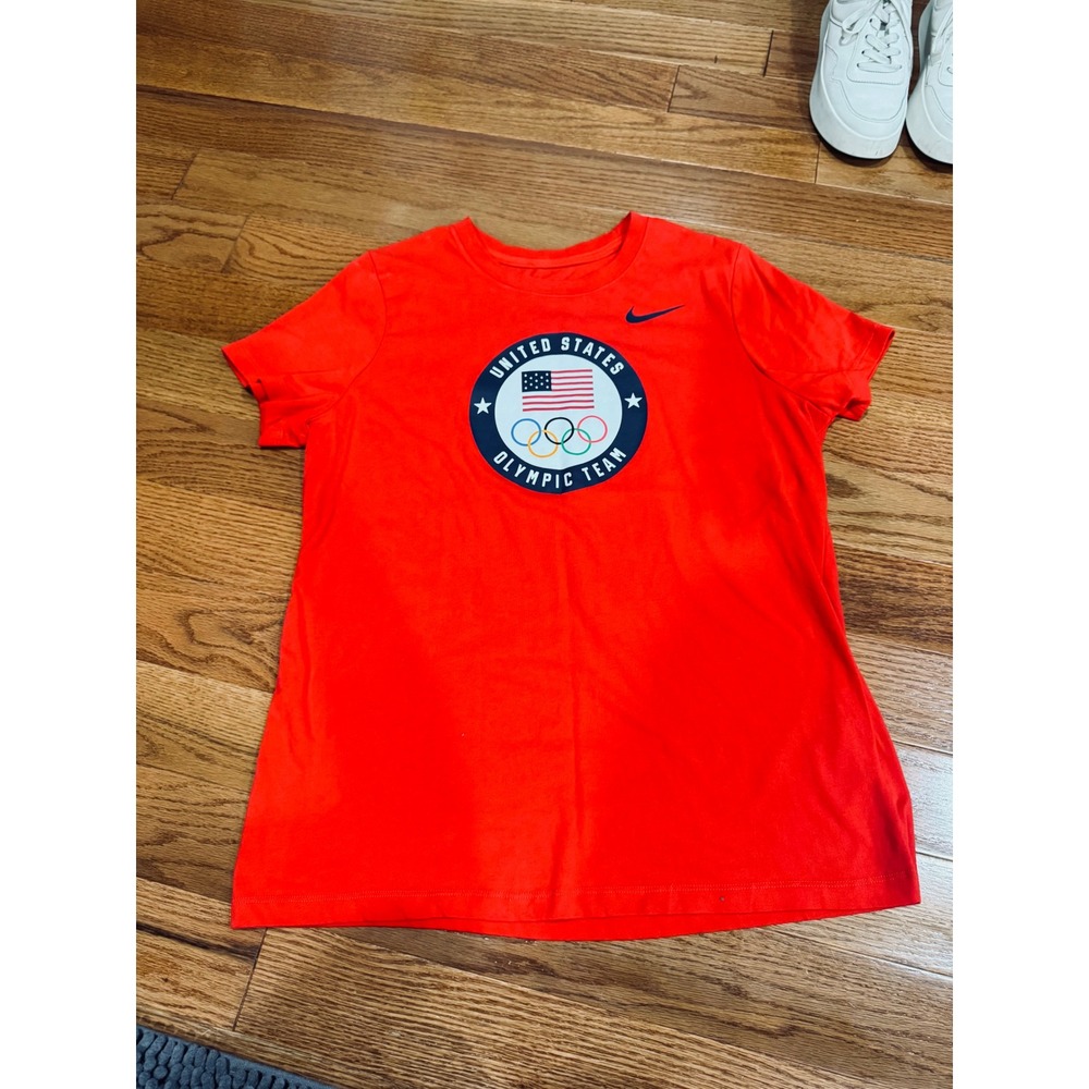 Nike United States Olympic Team Dri-FIT Red Graphic T-Shirt XL Mens USA *Fitted